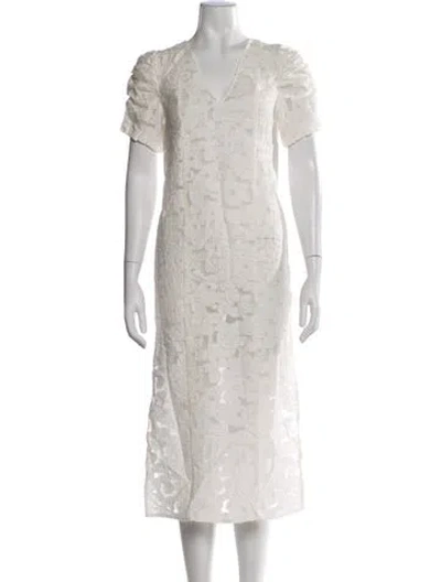 Pre-owned Baum Und Pferdgarten Floral Print Midi Length Dress In Neutrals