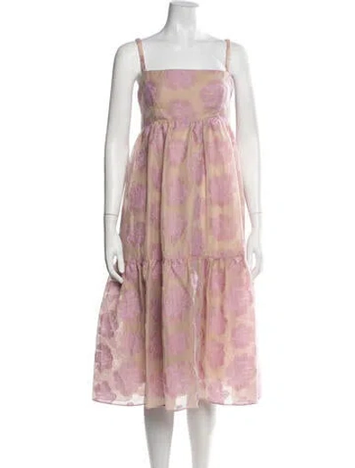 Pre-owned Baum Und Pferdgarten Floral Print Midi Length Dress In Neutrals
