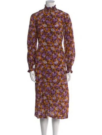 Pre-owned Baum Und Pferdgarten Floral Print Midi Length Dress In Orange