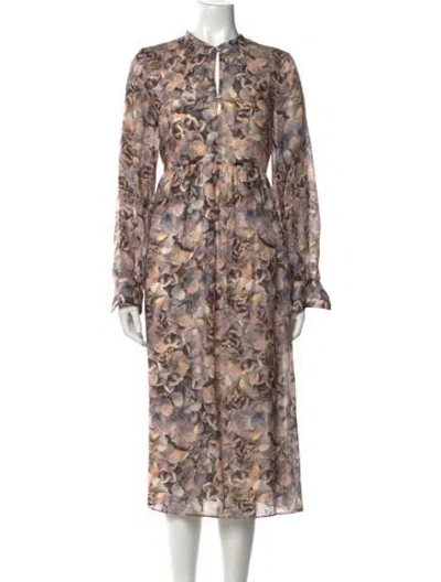 Pre-owned Baum Und Pferdgarten Floral Print Midi Length Dress In Purple