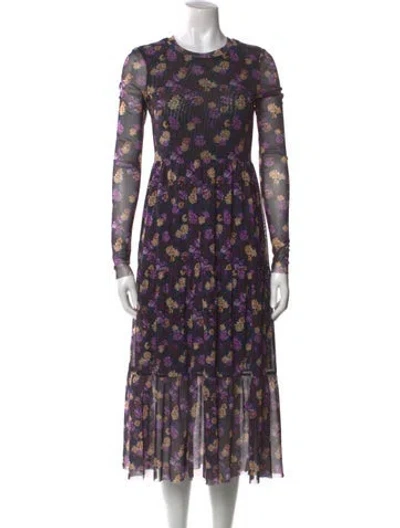 Pre-owned Baum Und Pferdgarten Floral Print Midi Length Dress In Purple