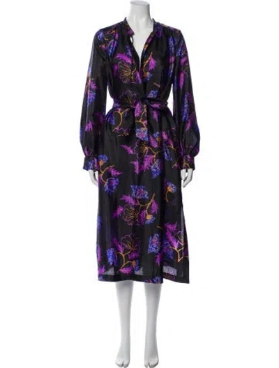 Pre-owned Baum Und Pferdgarten Floral Print Midi Length Dress In Purple