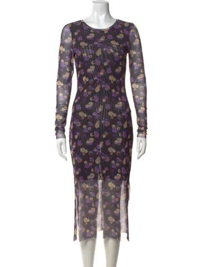 Pre-owned Baum Und Pferdgarten Floral Print Midi Length Dress In Purple