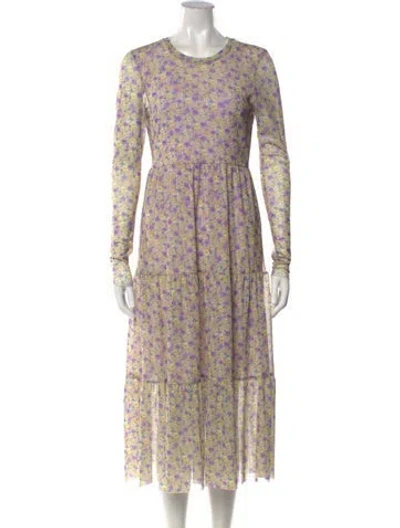 Pre-owned Baum Und Pferdgarten Floral Print Midi Length Dress In Purple