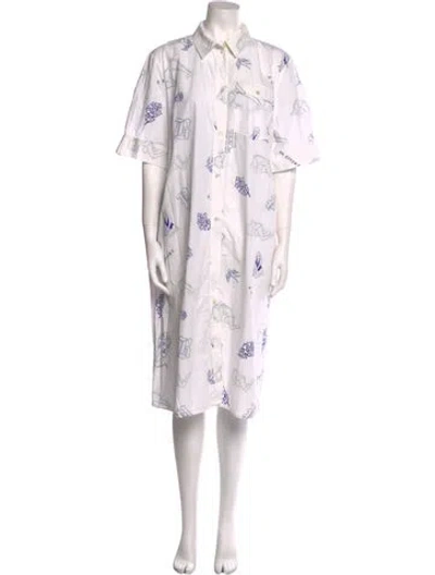 Pre-owned Baum Und Pferdgarten Floral Print Midi Length Dress In White