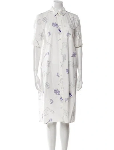 Pre-owned Baum Und Pferdgarten Floral Print Midi Length Dress In White