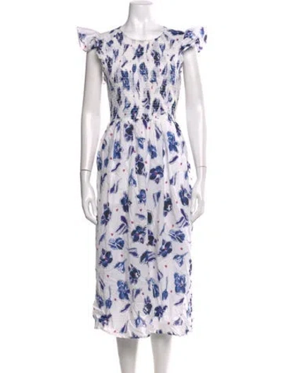 Pre-owned Baum Und Pferdgarten Floral Print Midi Length Dress In White