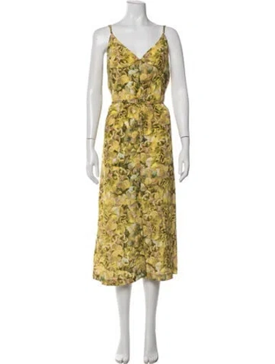Pre-owned Baum Und Pferdgarten Floral Print Midi Length Dress In Yellow