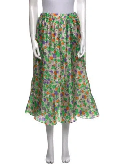 Pre-owned Baum Und Pferdgarten Floral Print Midi Length Skirt W/ Tags In Green