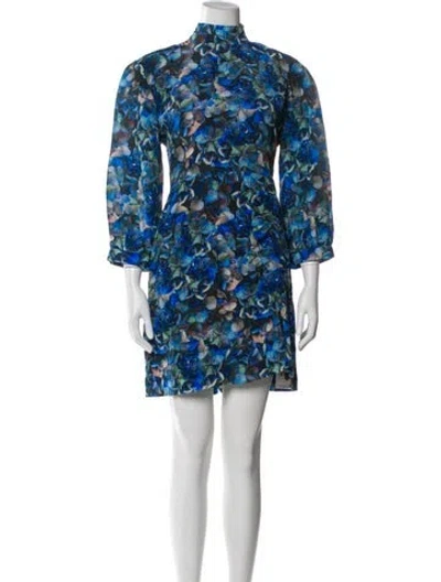 Pre-owned Baum Und Pferdgarten Floral Print Mini Dress In Blue