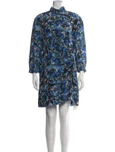 Pre-owned Baum Und Pferdgarten Floral Print Mini Dress In Blue