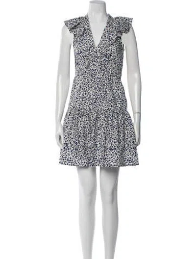 Pre-owned Baum Und Pferdgarten Floral Print Mini Dress In Blue/white