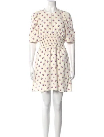 Pre-owned Baum Und Pferdgarten Floral Print Mini Dress In Neutral