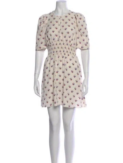 Pre-owned Baum Und Pferdgarten Floral Print Mini Dress In Neutral
