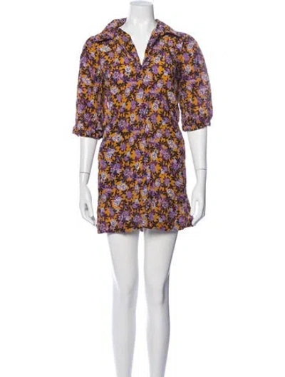Pre-owned Baum Und Pferdgarten Floral Print Mini Dress In Orange
