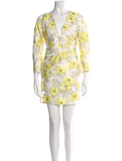 Pre-owned Baum Und Pferdgarten Floral Print Mini Dress In Yellow