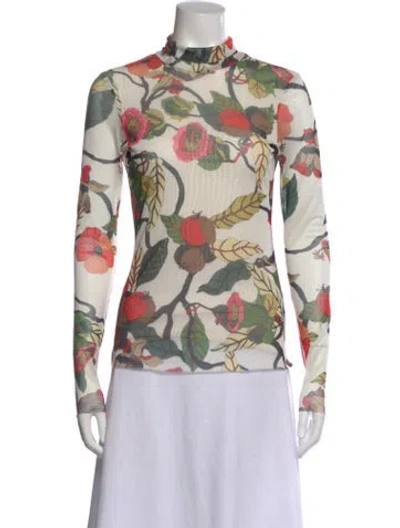 Pre-owned Baum Und Pferdgarten Floral Print Mock Neck Top In Neutral