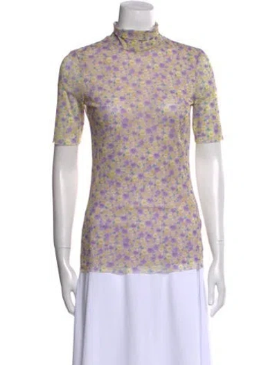 Pre-owned Baum Und Pferdgarten Floral Print Mock Neck T-shirt In Multi