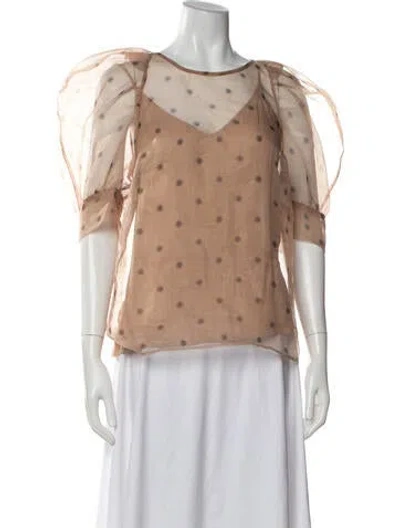 Pre-owned Baum Und Pferdgarten Floral Print Scoop Neck Blouse In Brown