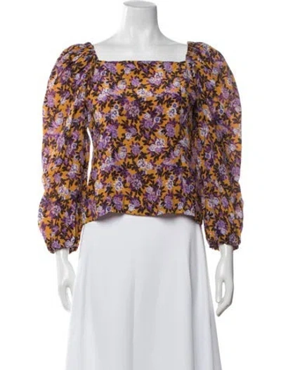 Pre-owned Baum Und Pferdgarten Floral Print Square Neckline Blouse In Multi