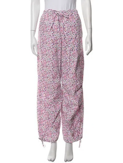Pre-owned Baum Und Pferdgarten Floral Print Wide Leg Pants In Purple