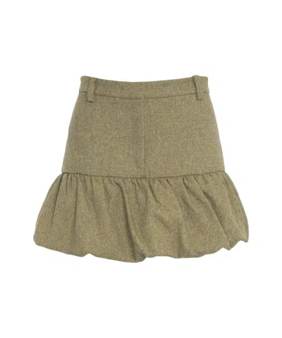 BAUM UND PFERDGARTEN GATHERED RUFFLE HEM MINI SKIRT IN TEXTURED RECYCLED FABRIC