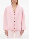 Baum Und Pferdgarten Gingham-check Logo-embroidered Cardigan In Pink