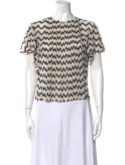 Pre-owned Baum Und Pferdgarten Graphic Print Crew Neck Blouse In White