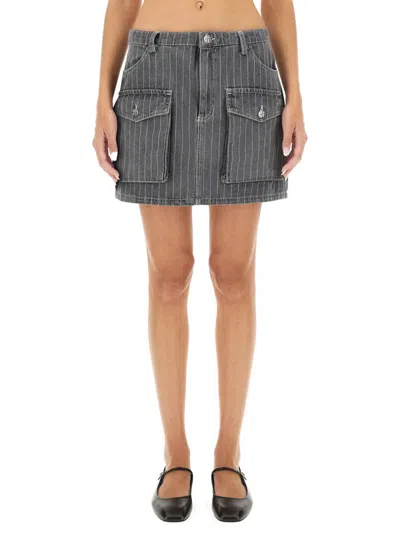 Baum Und Pferdgarten Grey Stripes Mini Skirt In Gray