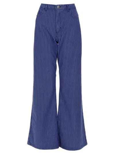 Baum Und Pferdgarten High-waist Wide-leg Pinstripe Jeans In Blue