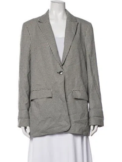 Pre-owned Baum Und Pferdgarten Houndstooth Print Blazer W/ Tags In White