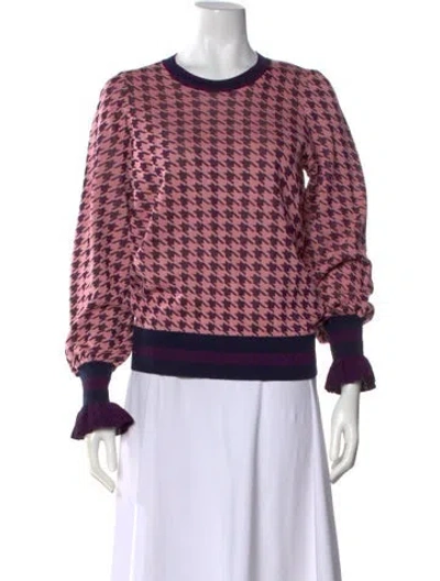 Pre-owned Baum Und Pferdgarten Houndstooth Print Crew Neck Sweater In Pink