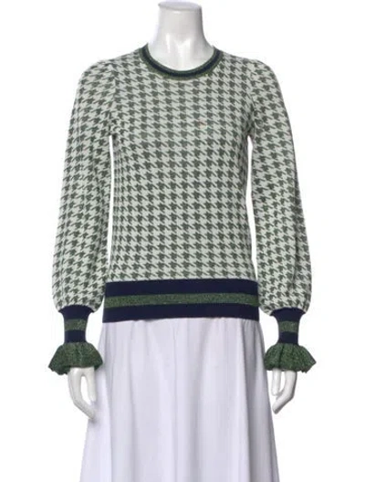 Pre-owned Baum Und Pferdgarten Houndstooth Print Crew Neck Top In Green