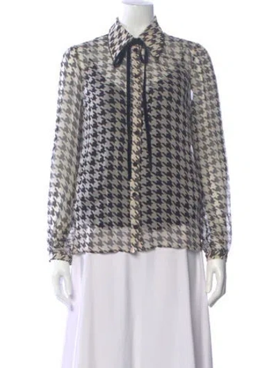 Pre-owned Baum Und Pferdgarten Houndstooth Print Long Sleeve Blouse In Multi