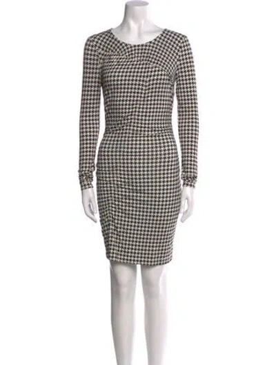 Pre-owned Baum Und Pferdgarten Houndstooth Print Mini Dress In White