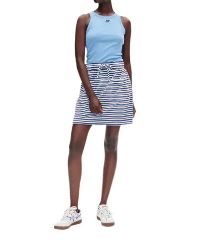 Baum Und Pferdgarten Javanna Mini Terry Skirt In Wedgewood Stripe In Animal Print