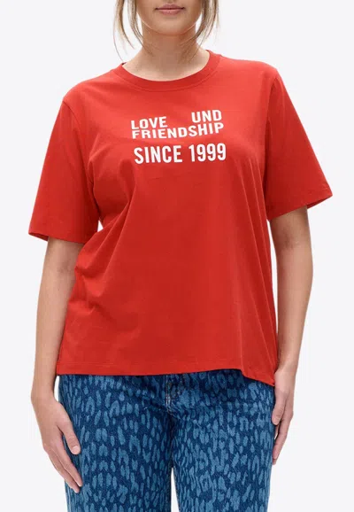 Baum Und Pferdgarten Jawo Slogan Print T-shirt In Red