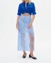 Baum Und Pferdgarten Jessy Rose-print Semi-sheer Midi Skirt In Blue