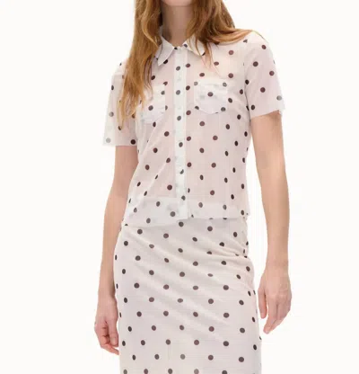 Baum Und Pferdgarten Jonie Fitted Mesh Shirt In Egret Ceme Dot In White