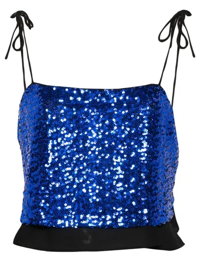 Baum Und Pferdgarten Jovana Sequinned Crop Top In Blue