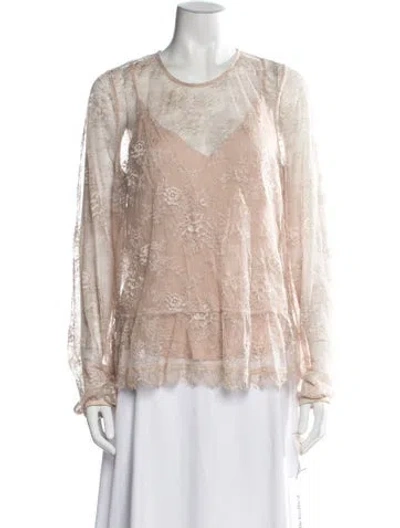 Pre-owned Baum Und Pferdgarten Lace Pattern Crew Neck Blouse In Neutrals