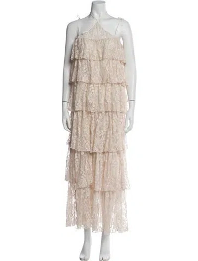 Pre-owned Baum Und Pferdgarten Lace Pattern Long Dress In Neutral