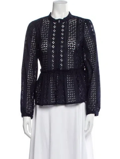 Pre-owned Baum Und Pferdgarten Lace Pattern Long Sleeve Blouse In Blue