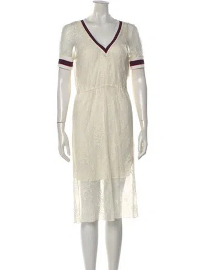 Pre-owned Baum Und Pferdgarten Lace Pattern Midi Length Dress W/ Tags In White