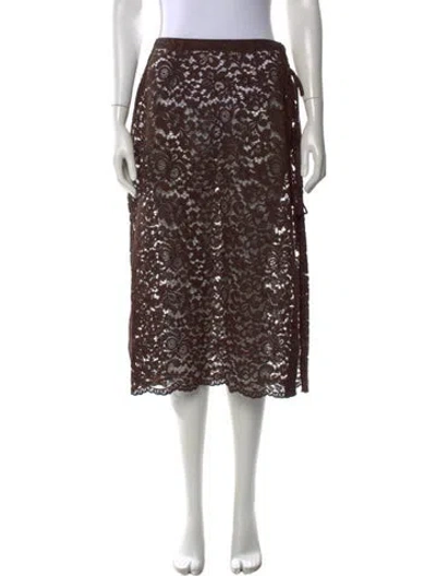 Pre-owned Baum Und Pferdgarten Lace Pattern Midi Length Skirt In Brown