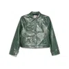 Baum Und Pferdgarten Long-sleeved Leather Jacket In Green