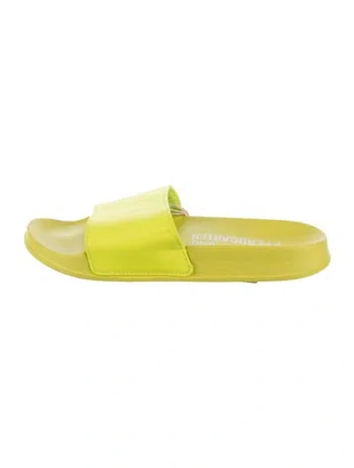 Pre-owned Baum Und Pferdgarten Leather Slides In Yellow