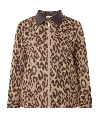 Baum Und Pferdgarten Leopard-print Zip-up Casual Jacket In Animal Print