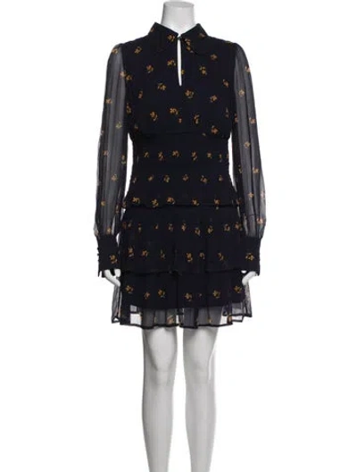 Pre-owned Baum Und Pferdgarten Linen Floral Print Skirt Set In Blue