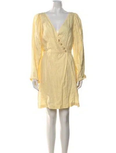 Pre-owned Baum Und Pferdgarten Linen Mini Dress In Yellow